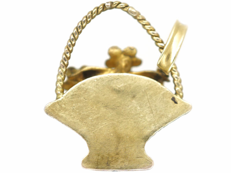 Georgian 15ct Gold Basket Charm set with Turquoise