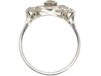 Art Deco Platinum, Ruby & Diamond Open Cluster Ring