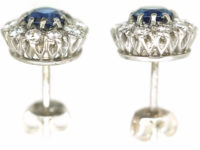18ct White Gold Sapphire & Diamond Cluster Earrings