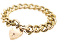 Edwardian 9ct Gold Alternate Plain & Decorated Link Curb Bracelet