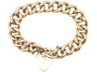 Edwardian 9ct Gold Alternate Plain & Decorated Link Curb Bracelet