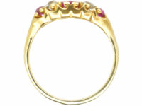 Victorian 18ct Gold Three Stone Ruby & Diamond Ring