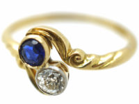 Edwardian 18ct Gold, Sapphire & Diamond Twist Ring
