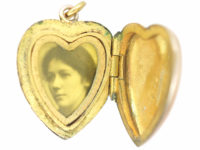 Edwardian 9ct Gold Back & Front Heart Shaped Locket set with Turquoise & Natural Split Pearls
