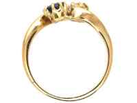 Edwardian 18ct Gold Sapphire & Diamond Twist Ring