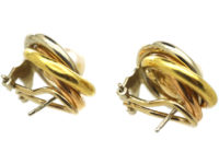 18ct Three Colour Gold & Cultured Pearl Earrings