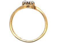 Edwardian 18ct Gold & Platinum Two Stone Diamond Twist Ring