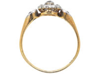 Edwardian 18ct Gold & Platinum Diamond Cluster Ring with Diamond Set Shoulders