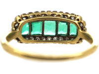 Edwardian 18ct Gold & Platinum Five Stone Emerald & Diamond Ring