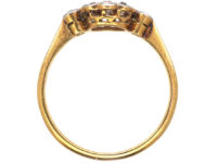 Edwardian 18ct Gold & Platinum Diamond Cluster Ring with Diamond Set Shoulders