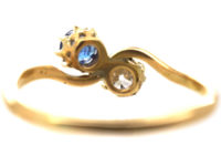 Edwardian 18ct Gold Sapphire & Diamond Twist Ring