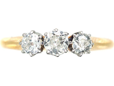 Edwardian 18ct Gold & Platinum Three Stone Diamond Ring