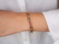 French Belle Epoque 18ct Gold & Gem Set Snakes Bracelet