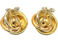 18ct Three Colour Gold & Cultured Pearl Earrings