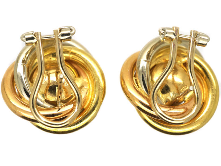 18ct Three Colour Gold & Cultured Pearl Earrings