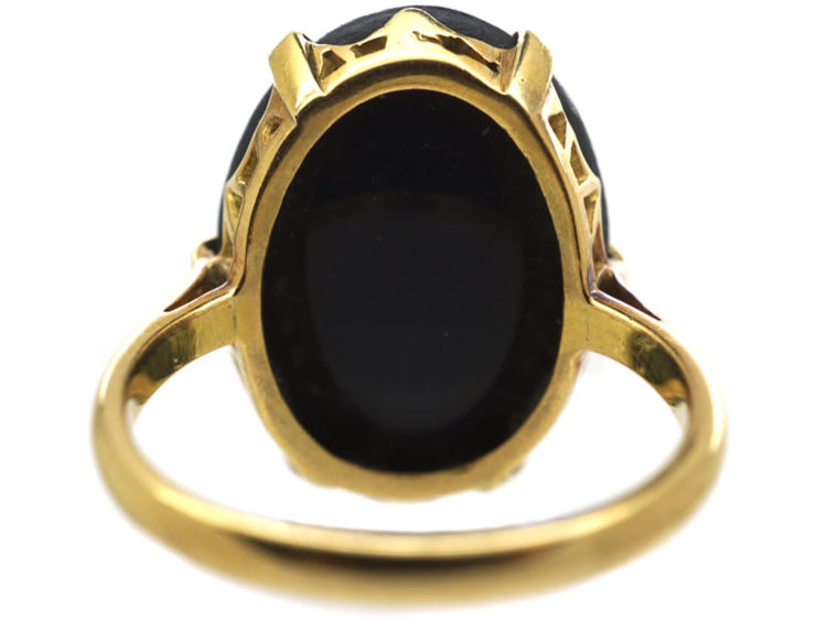 Art Deco 18ct Gold & Large Black Opal Ring