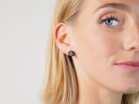 Art Deco 18ct Gold & Silver, Diamond Cluster Earrings with Black Enamel Surround