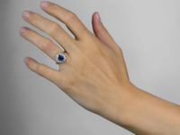 Art Deco Platinum, Sapphire & Diamond Oval Cluster Ring