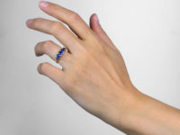 Victorian 18ct Gold Five Stone Sapphire & Rose Diamond Carved Half Hoop Ring