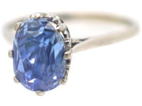 Art Deco 18ct White Gold & Ceylon Sapphire Ring