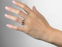 Victorian 18ct Gold Three Stone Ruby & Diamond Ring