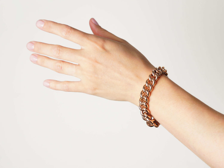 Edwardian 9ct Gold Close Linked Curb Bracelet