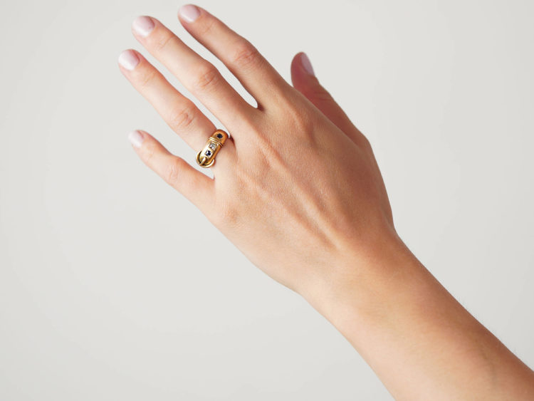 Edwardian 18ct Gold, Sapphire & Diamond Buckle Ring