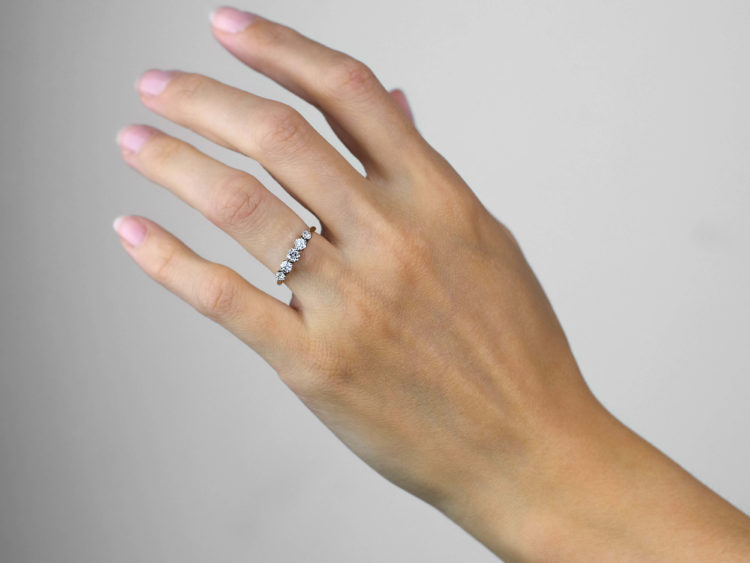 Art Deco 18ct Gold & Platinum Five Stone Diamond Ring