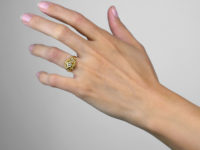 Edwardian 18ct Gold Lover's Knot Ring set with Three Diamonds