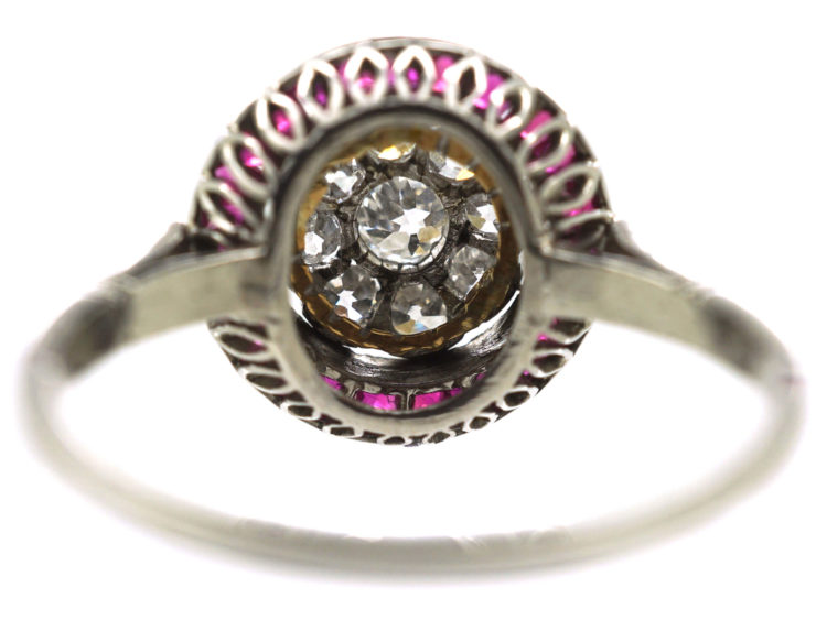 Art Deco Platinum, Ruby & Diamond Target Ring