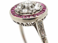 Art Deco Platinum, Ruby & Diamond Target Ring