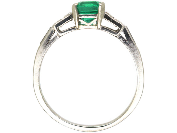 Art Deco Platinum, Emerald & Baguette Diamond Ring
