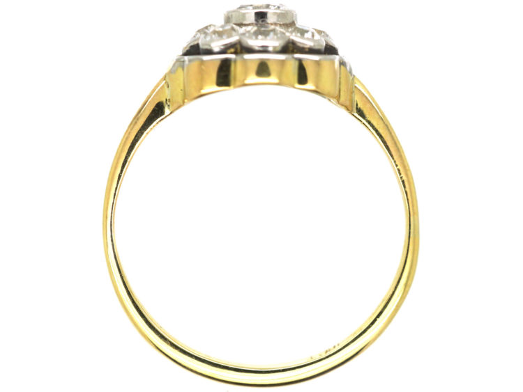 Edwardian 18ct Gold & Platinum Diamond Daisy Cluster Ring