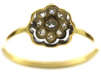 Edwardian 18ct Gold & Platinum Diamond Daisy Cluster Ring