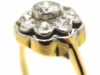 Edwardian 18ct Gold & Platinum Diamond Daisy Cluster Ring