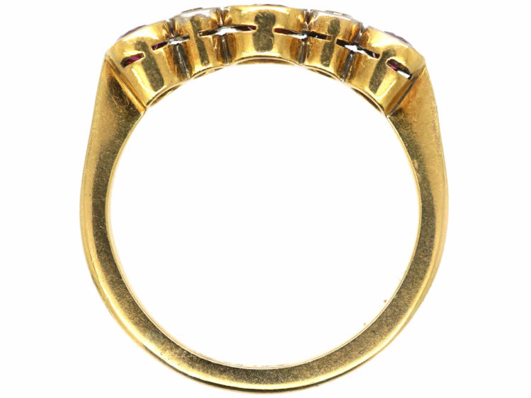 Edwardian 18ct Gold & Platinum Five Stone Ruby & Diamond Ring
