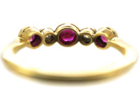 Edwardian 18ct Gold & Platinum Five Stone Ruby & Diamond Ring