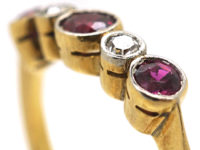 Edwardian 18ct Gold & Platinum Five Stone Ruby & Diamond Ring