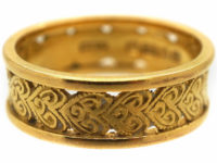 22ct Gold Wedding Band with Hearts Motif