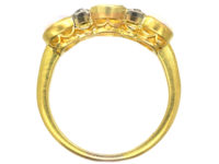 Edwardian 18ct Gold, Three Stone Opal & Diamond Ring