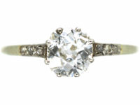 Edwardian Diamond Solitaire Ring with Diamond Set Shoulders