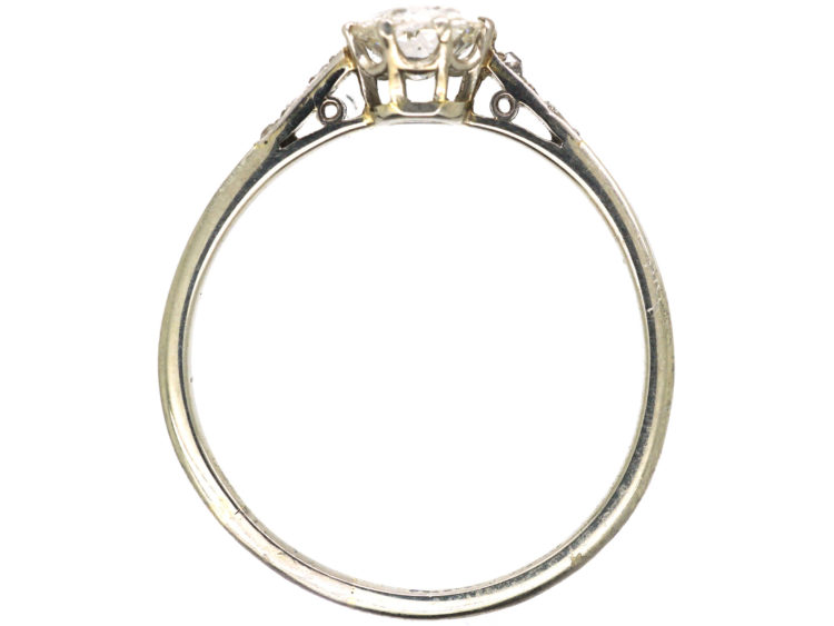 Edwardian Diamond Solitaire Ring with Diamond Set Shoulders