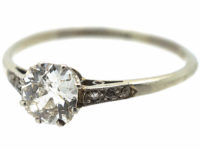 Edwardian Diamond Solitaire Ring with Diamond Set Shoulders