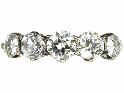 Art Deco 18ct Gold & Platinum Five Stone Diamond Ring