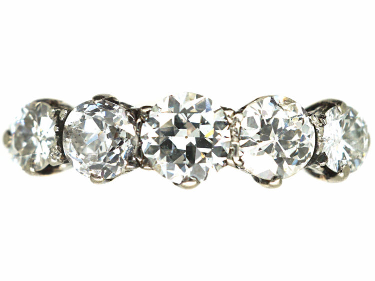 Art Deco 18ct Gold & Platinum Five Stone Diamond Ring