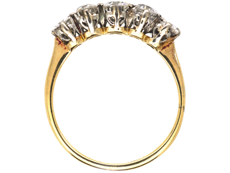 Art Deco 18ct Gold & Platinum Five Stone Diamond Ring