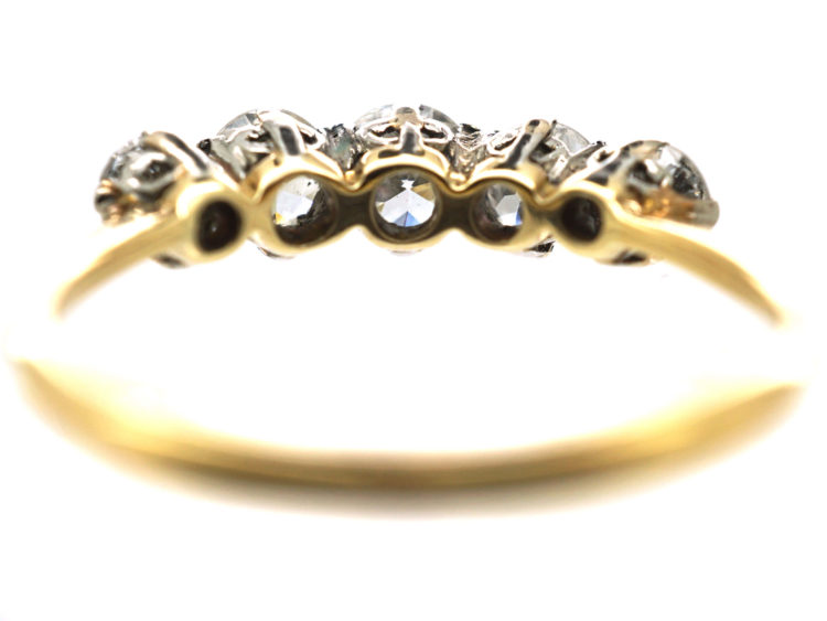 Art Deco 18ct Gold & Platinum Five Stone Diamond Ring