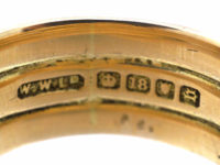 Edwardian 18ct Gold Double Snake Ring with Rose Diamond Eyes