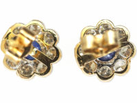 Edwardian 18ct Gold & Platinum, Sapphire & Diamond Cluster Earrings