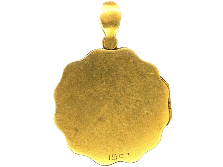 Art Nouveau 15ct Gold Locket of a Lady with Flowers